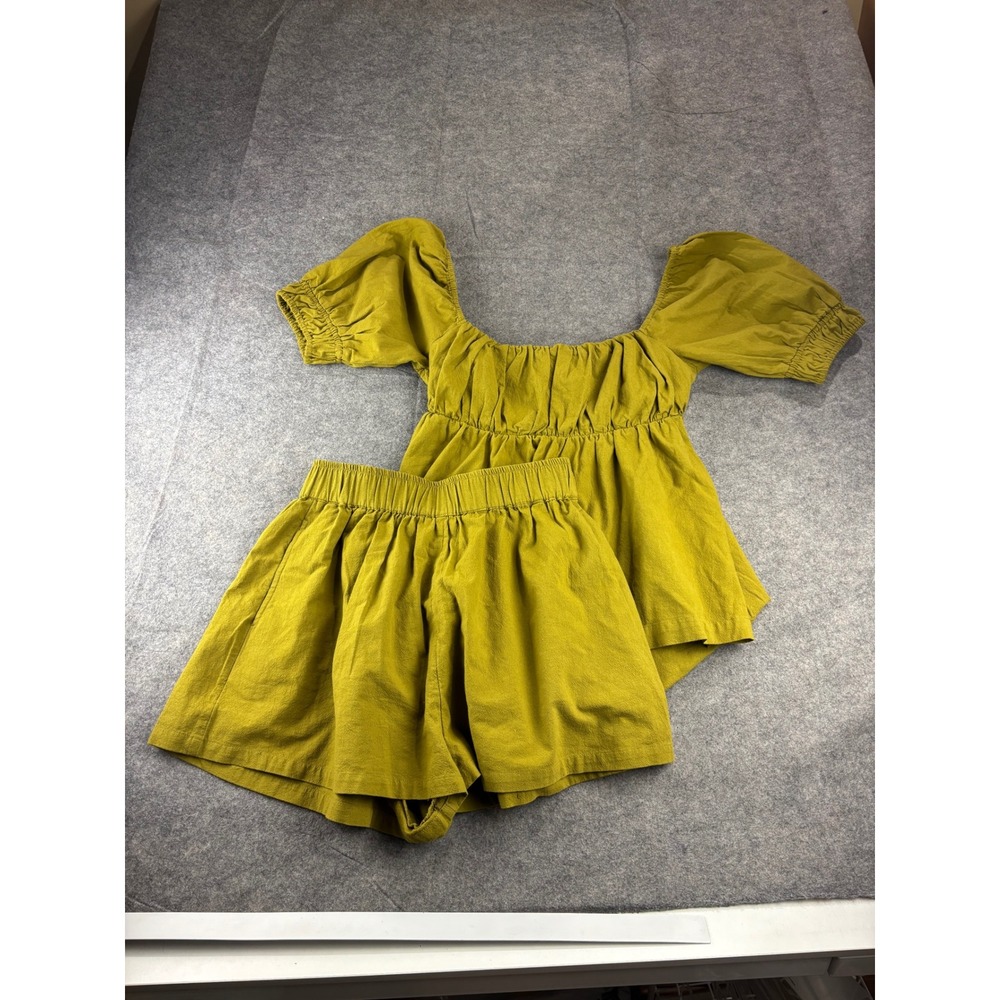 Free People Donnie Top Short 2 Piece Green Women's S Boho Cottagecore Prairie